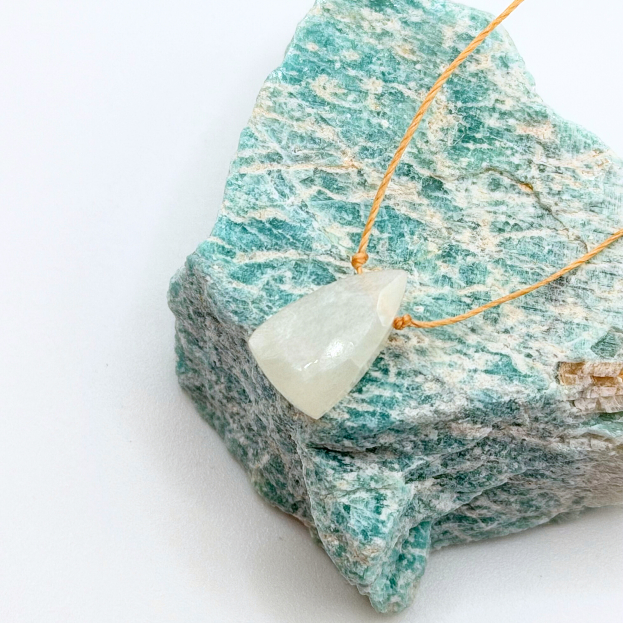 Balance Shield Pendant Necklace Handmade Natural Moonstone Necklace