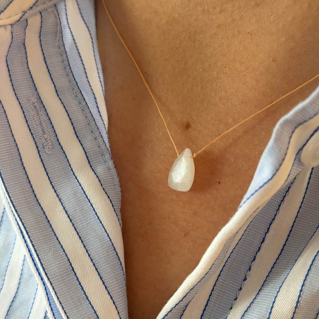 Balance Shield Pendant Necklace Handmade Natural Moonstone Necklace