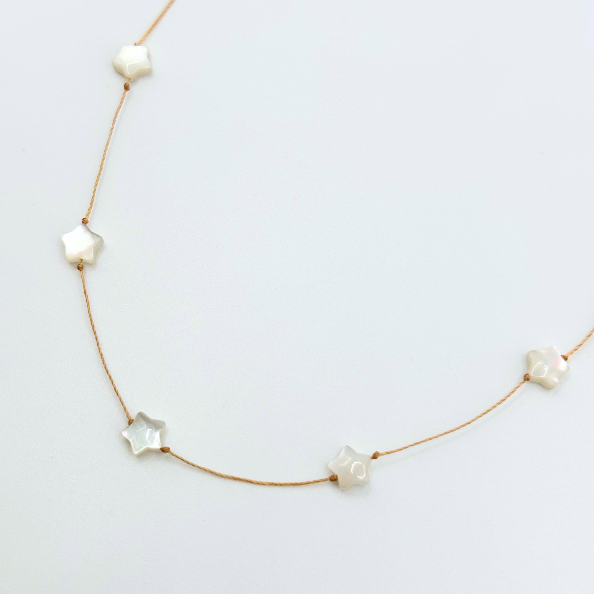 Minimal Star Bead Pendant Necklace in Mother of Pearl-Shine Bright