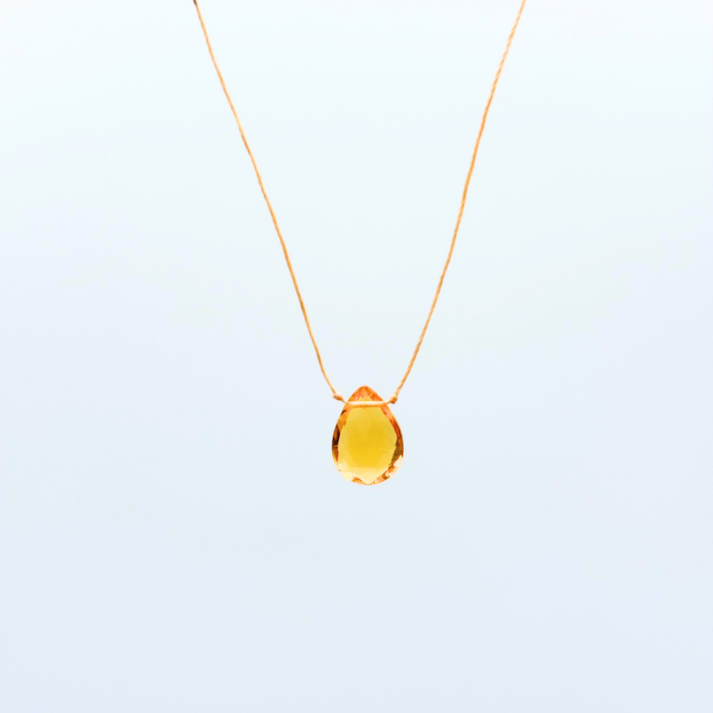 Minimal Yellow Citrine Pendant Necklace-Persistent