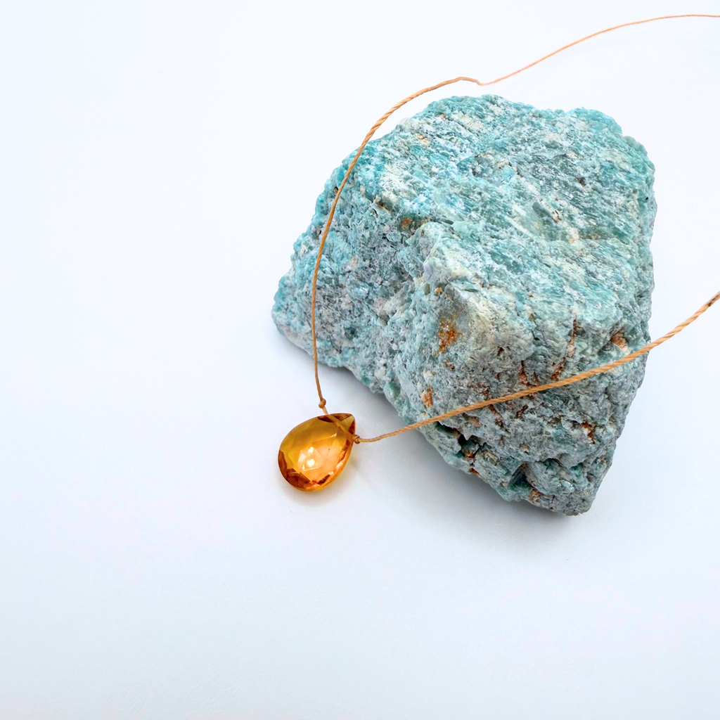 Minimal Yellow Citrine Pendant Necklace-Persistent