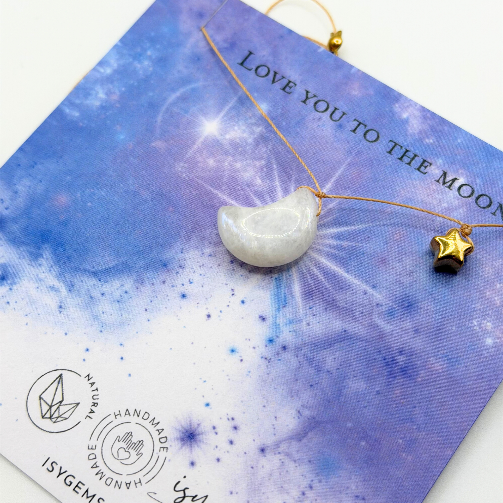 Moon Stone and Star Pendant Necklace – Love you to the Moon