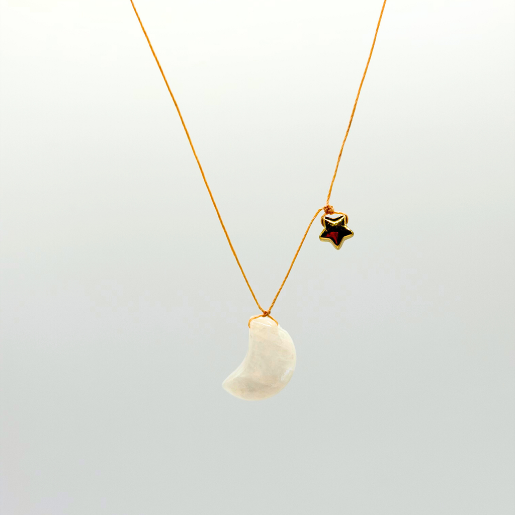 Moon Stone and Star Pendant Necklace – Love you to the Moon