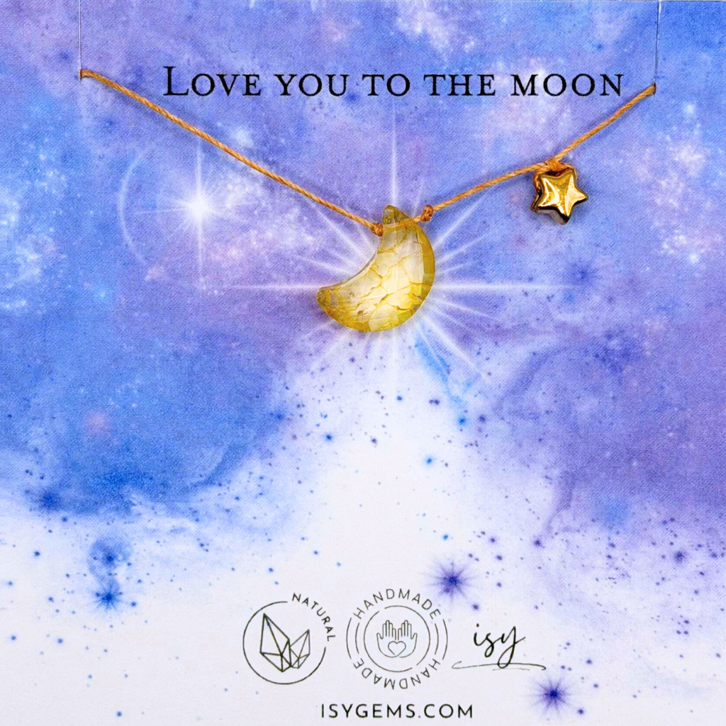 Yellow Crystal and Star Pendant Necklace – Love you to the Moon