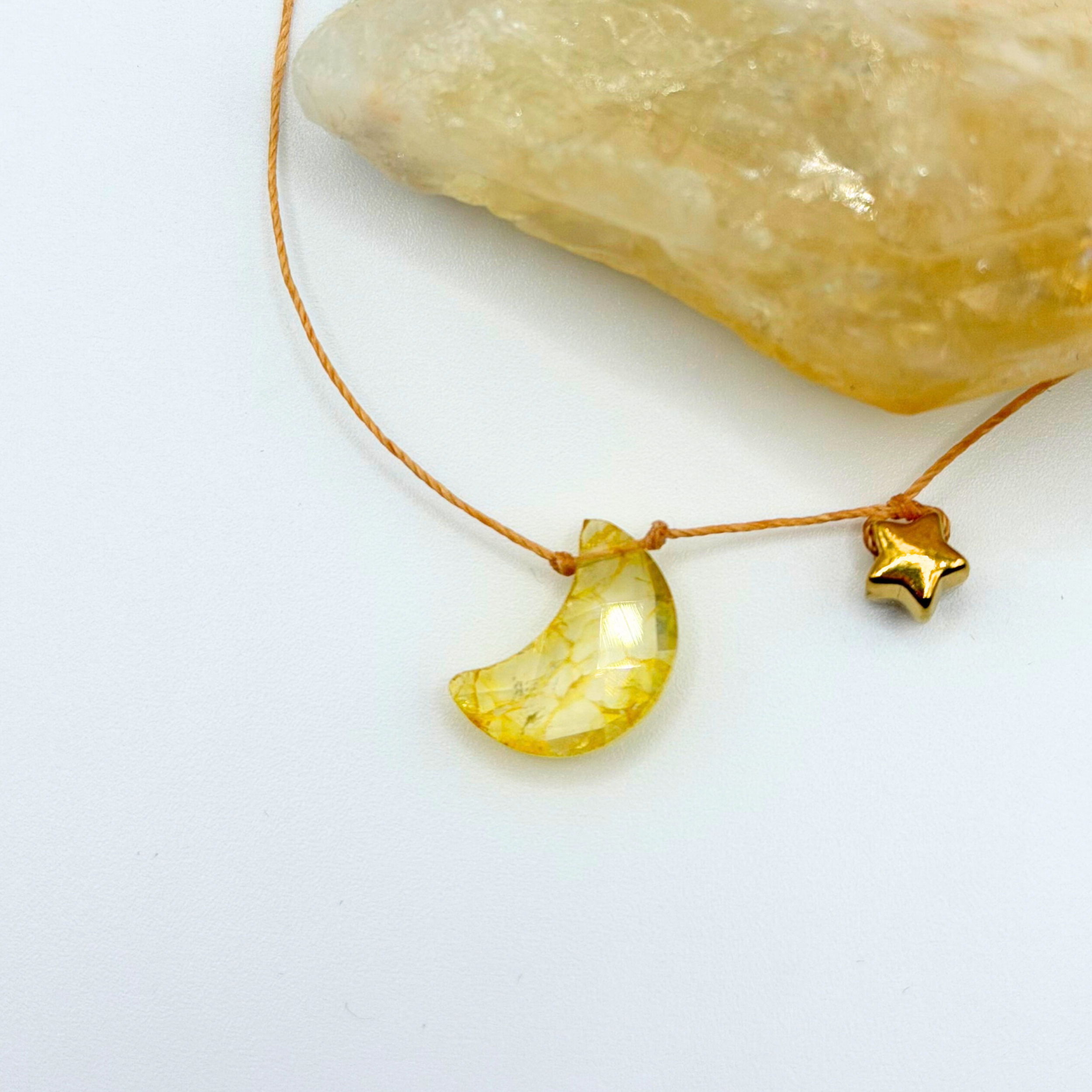 Yellow Crystal and Star Pendant Necklace – Love you to the Moon
