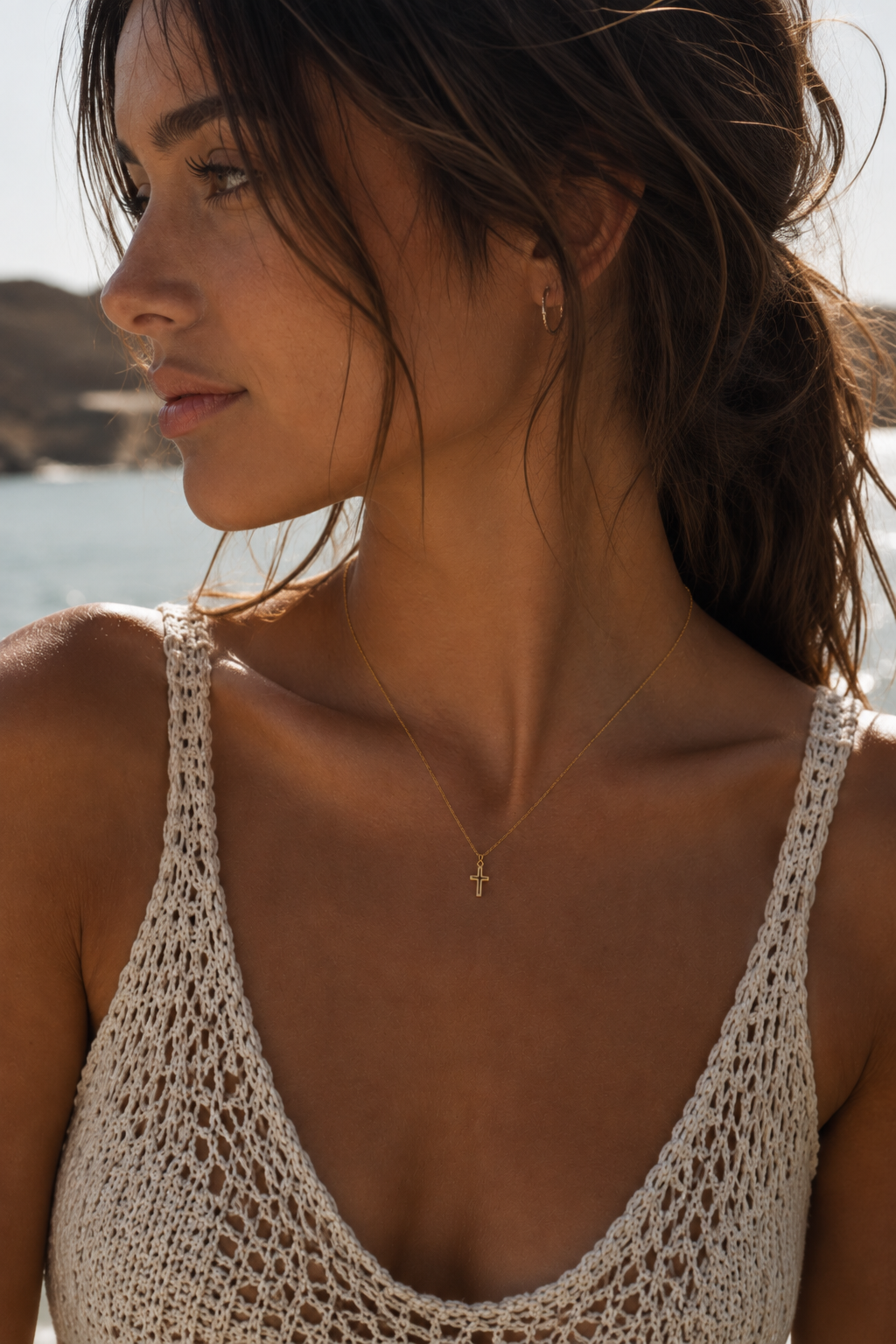 Dainty Cross Necklace, Stainless Steel or 18K Gold Plated