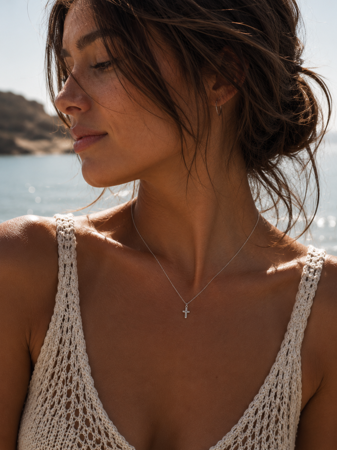 Dainty Cross Necklace, Stainless Steel or 18K Gold Plated