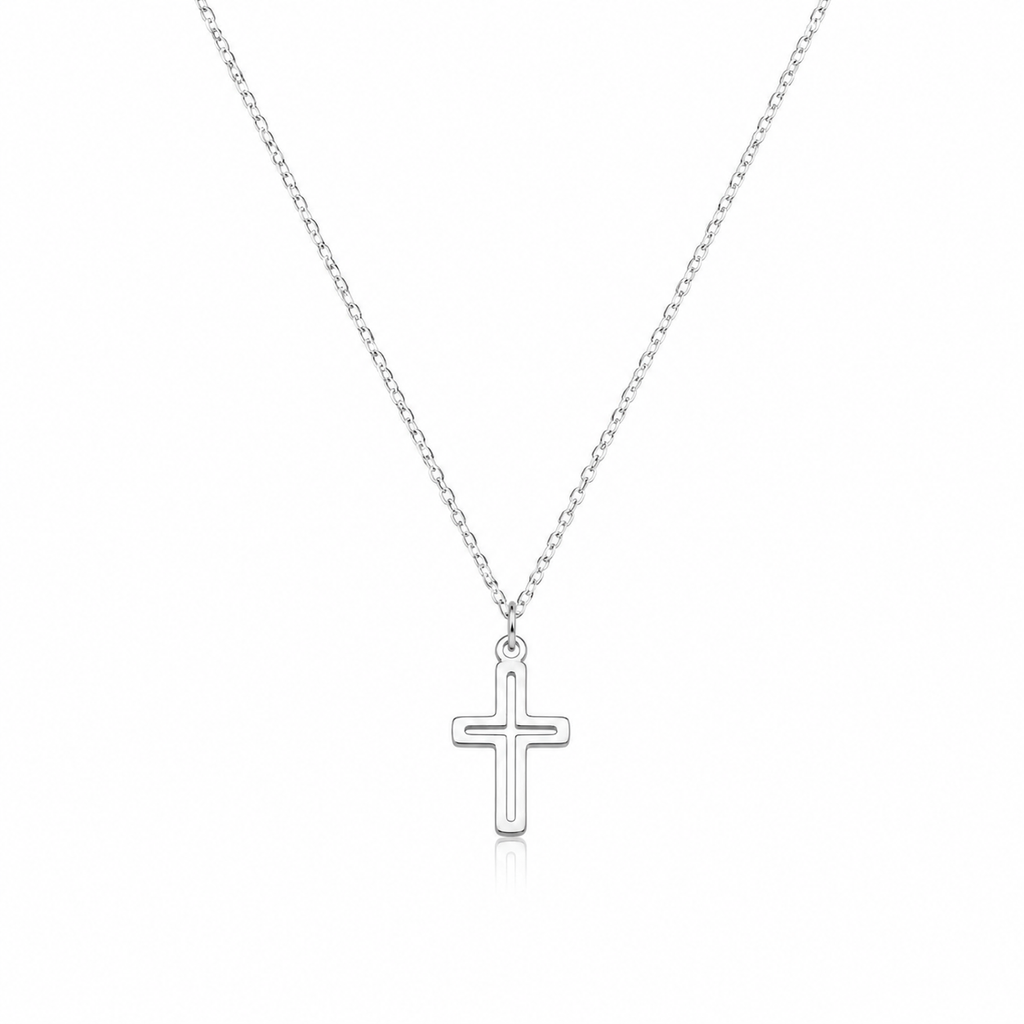 Dainty Cross Necklace, Stainless Steel or 18K Gold Plated