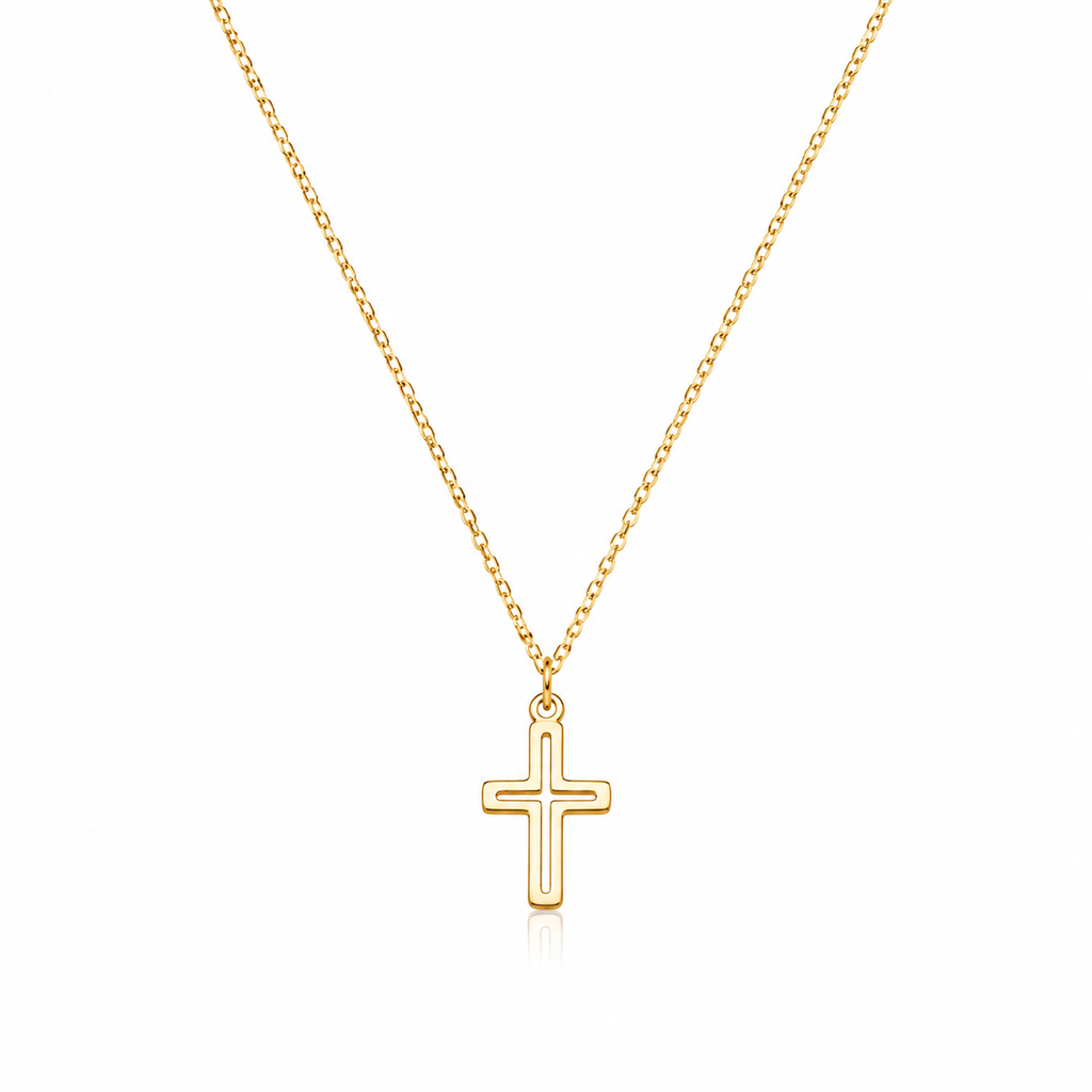 Dainty Cross Necklace, Stainless Steel or 18K Gold Plated