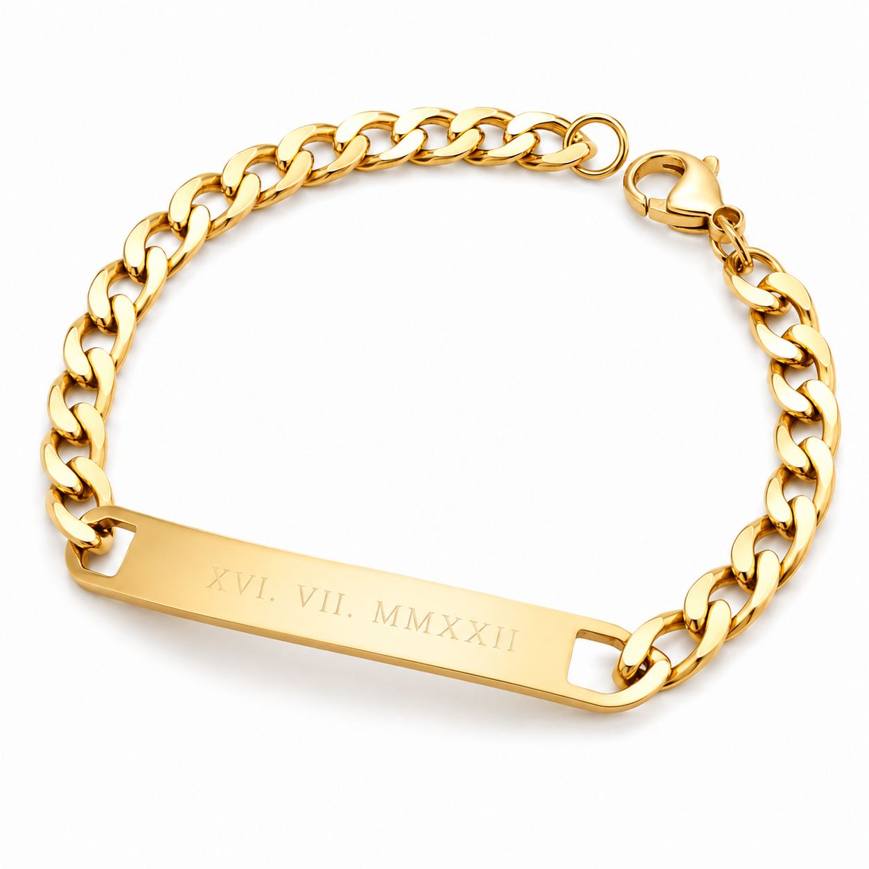 Personalised Engraved Bar Cuff Bracelet – Stainless Steel or 18K Gold Coated