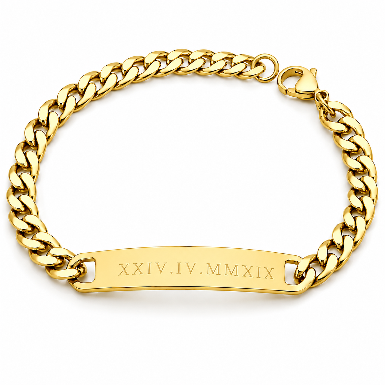 Personalised Engraved Bar Cuff Bracelet – Stainless Steel or 18K Gold Coated