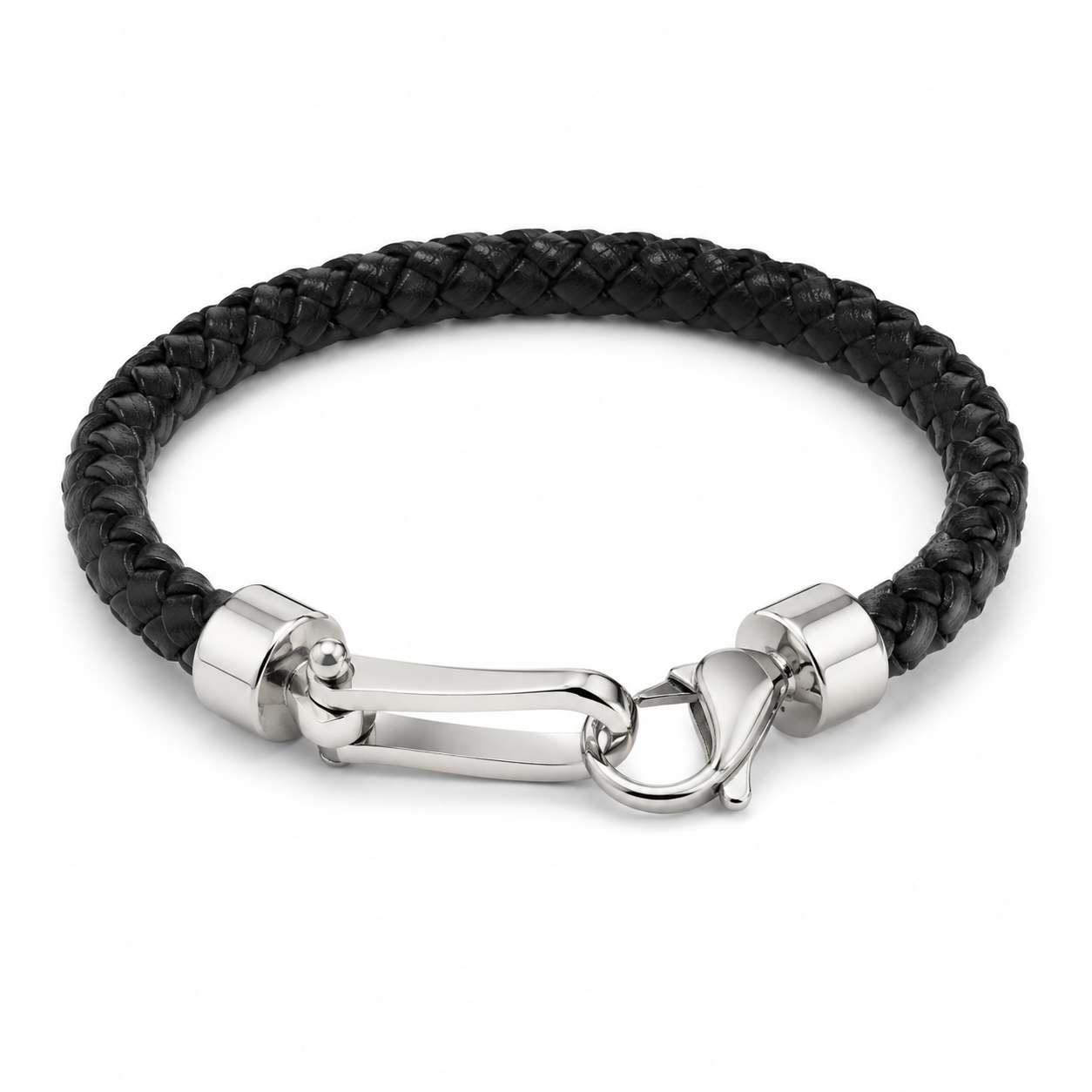 Personalised Men's Braided Premium Vegan Leather bracelet with Engraved Stainless Steel Clasp