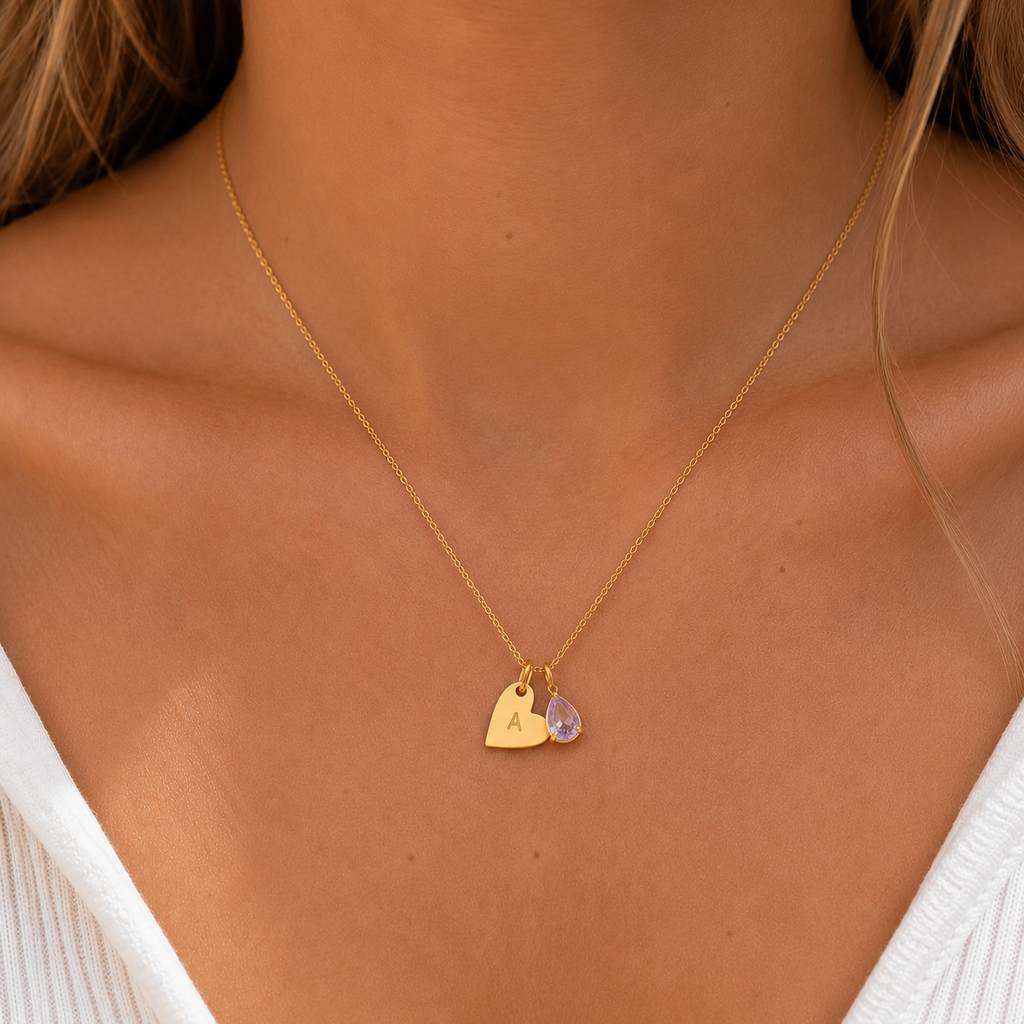 18K Gold Plated Alphabet Heart Pendant Personalised Initial
