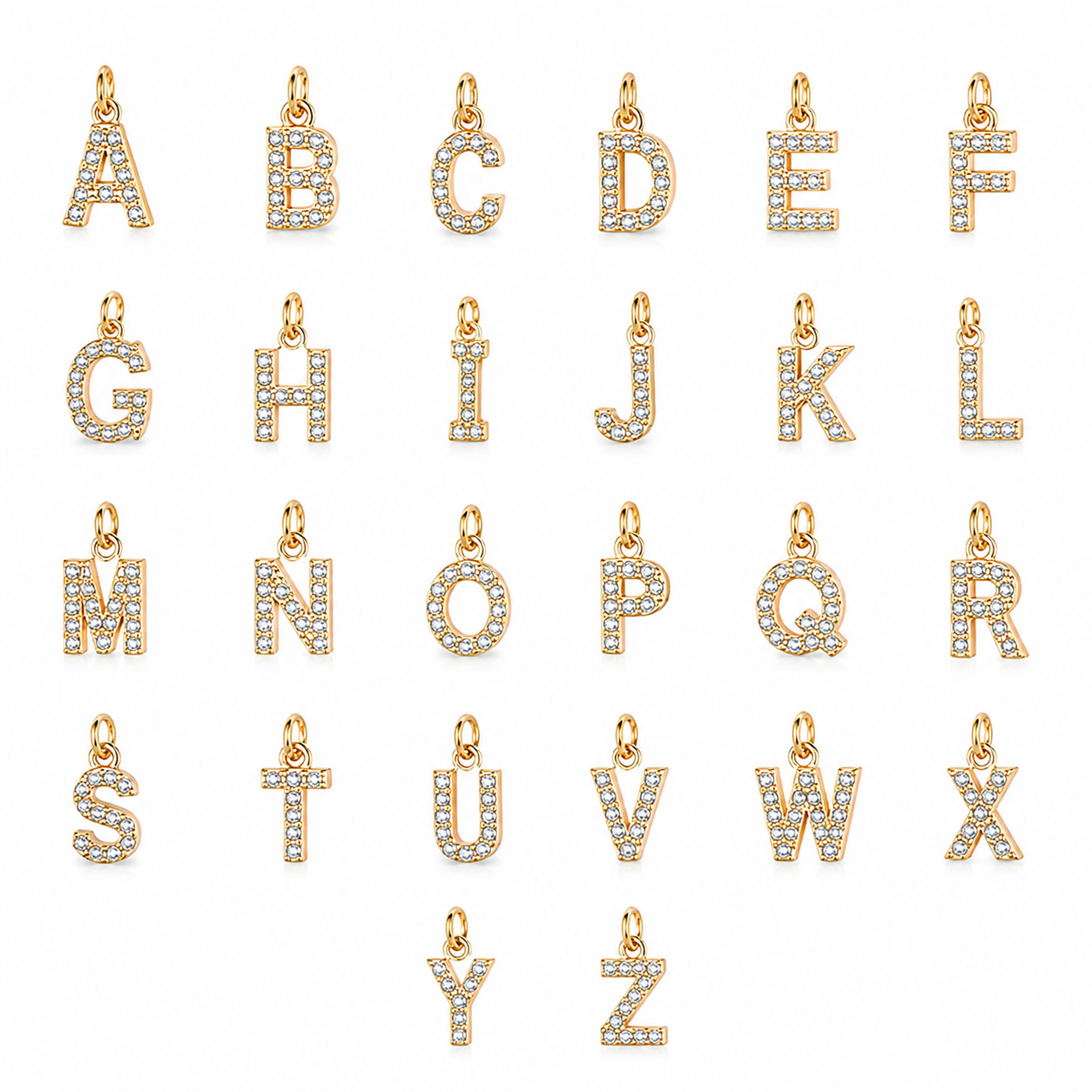 18K Gold Plated Zirconia Alphabet Letter Initial Pendant