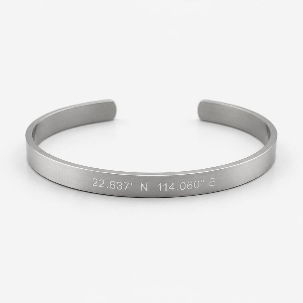 Personalised Silver Adjustable Stainless Steel Engraved Cuff Bracelet for Men