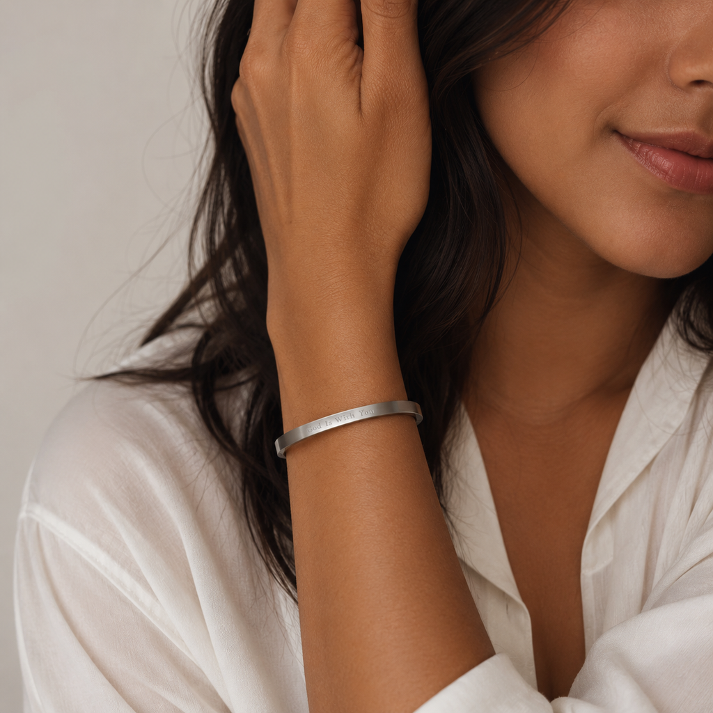 Personalised Silver Stainless Steel Engraved Bracelet for Women