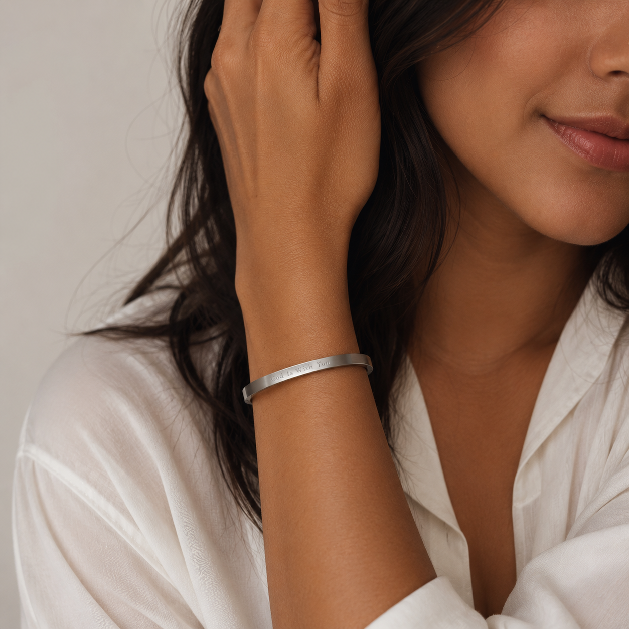 Personalised Silver Stainless Steel Engraved Bracelet for Women