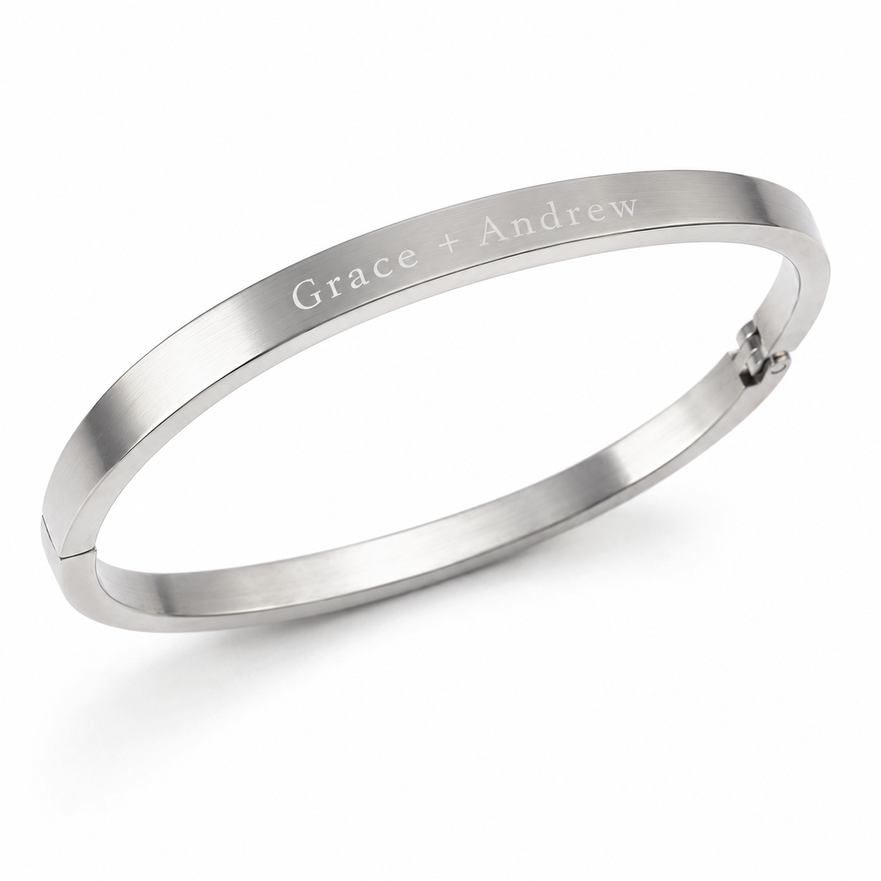 Personalised Silver Stainless Steel Engraved Bracelet for Women
