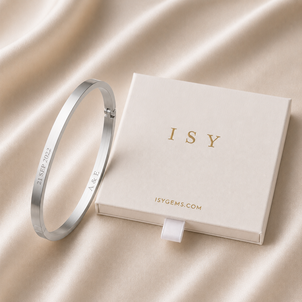 Personalised Silver Stainless Steel Engraved Bracelet for Women