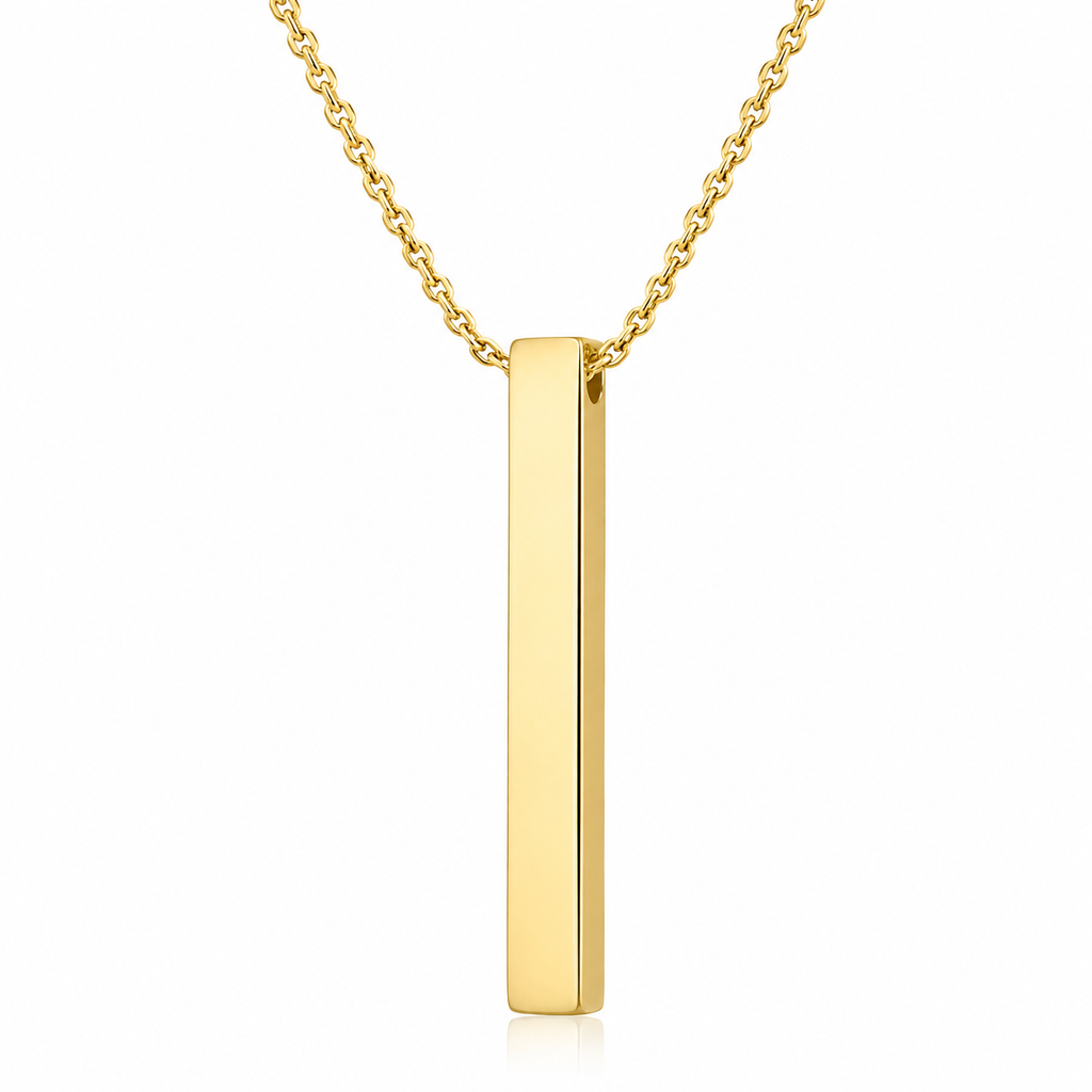 Personalised 18K Gold Men's Stainless Steel Bar Necklace, Custom Engraved Vertical Pendant (Copy)