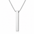 Personalised Silver Men's Stainless Steel Bar Necklace, Custom Engraved Vertical Pendant
