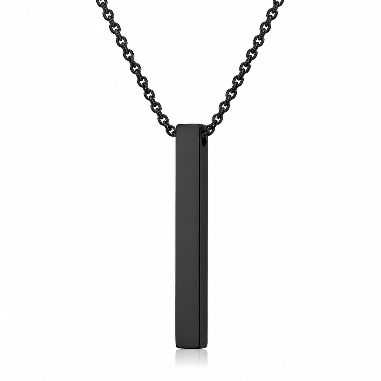 Personalised Men's Stainless Steel Bar Necklace, Custom Engraved Vertical Pendant