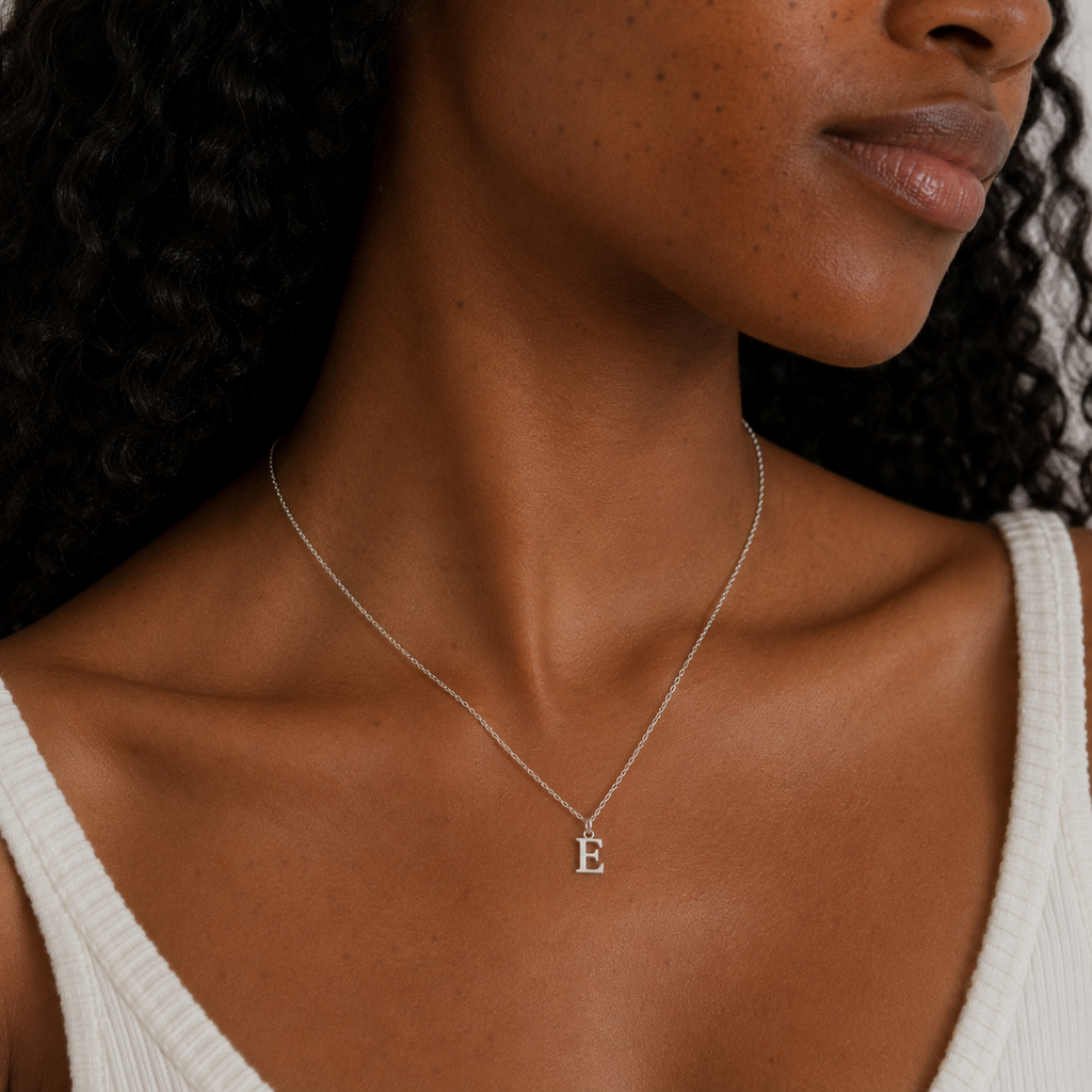 Silver Alphabet Letter Initial Pendant