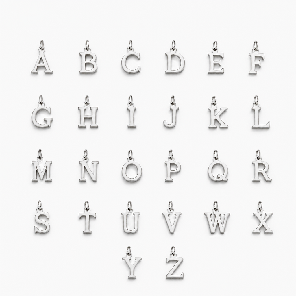 Silver Alphabet Letter Initial Pendant