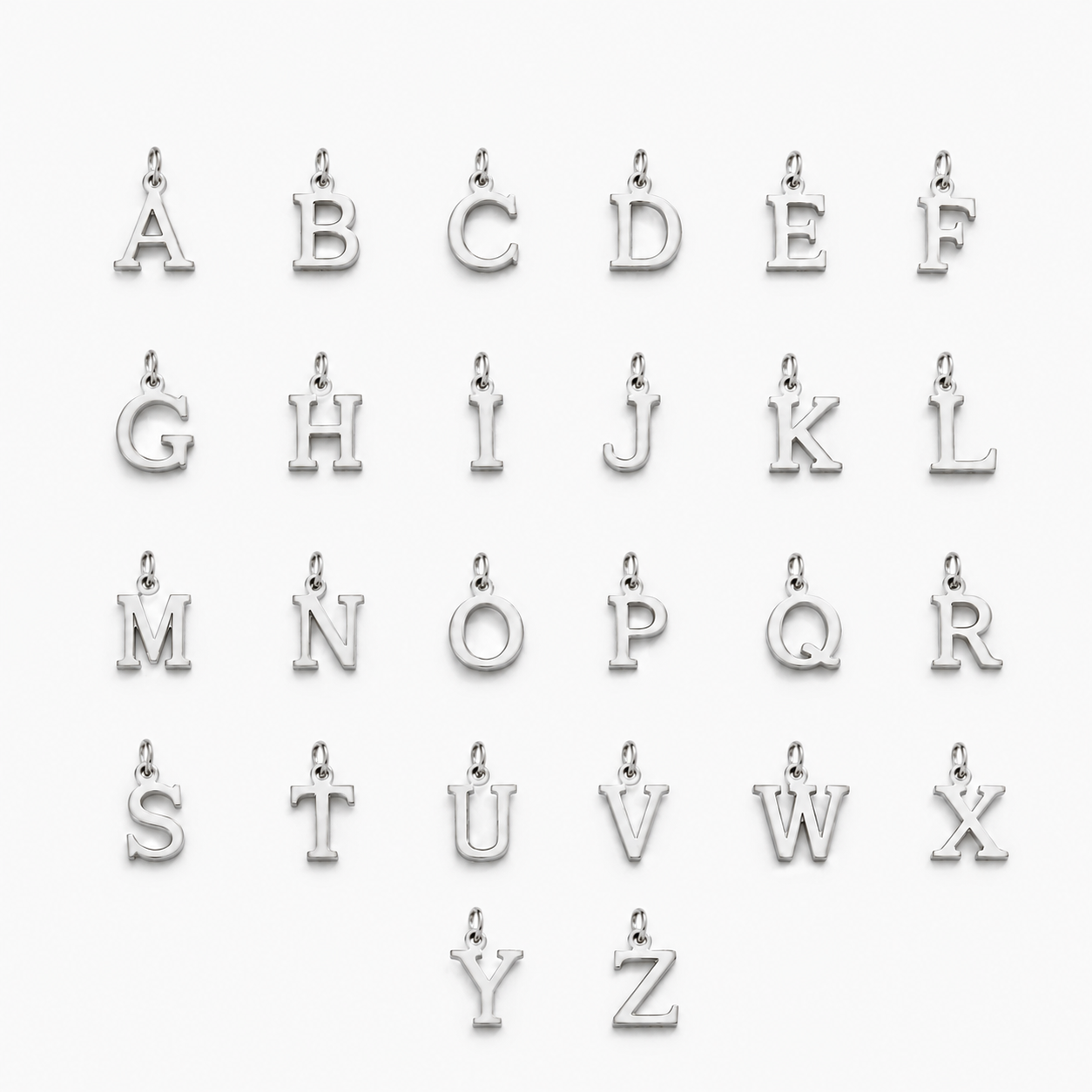 Silver Alphabet Letter Initial Pendant