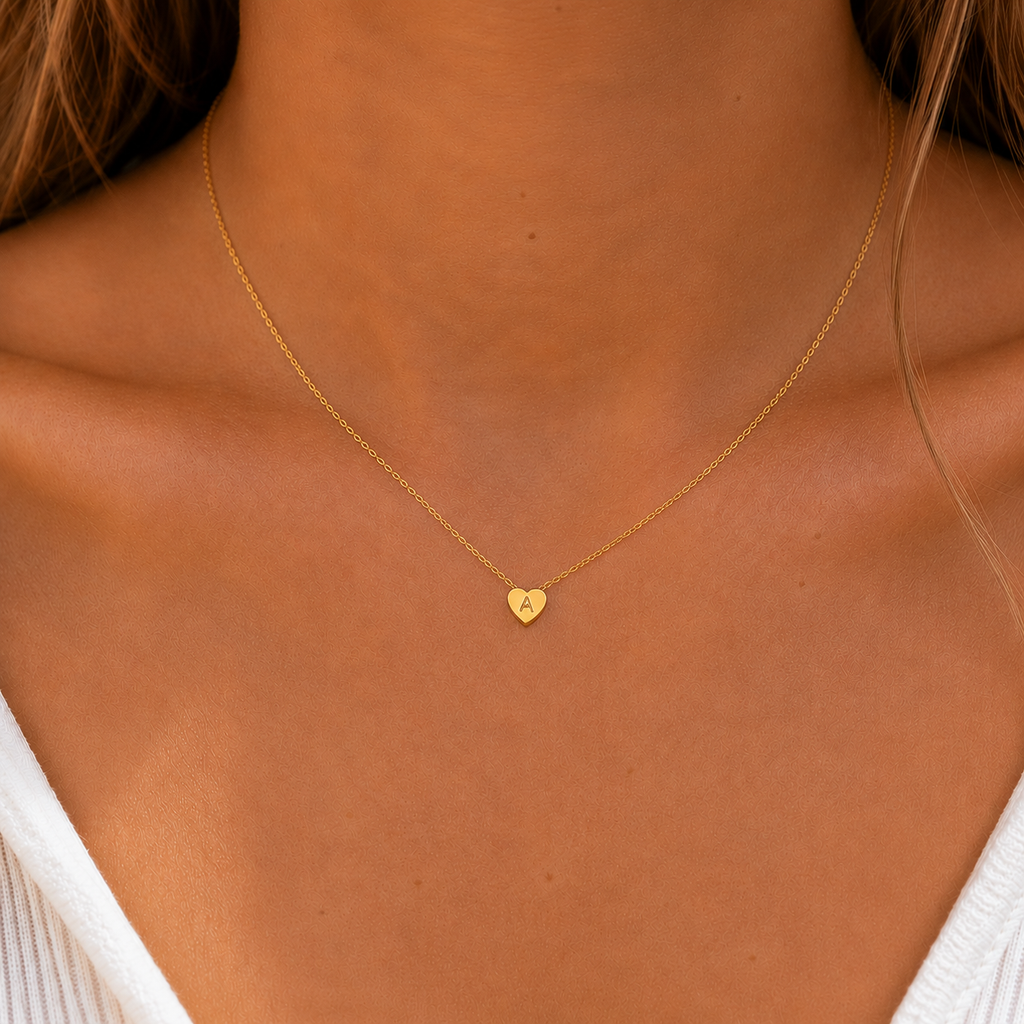 18K Gold Plated Alphabet Heart Pendant Personalised Initial