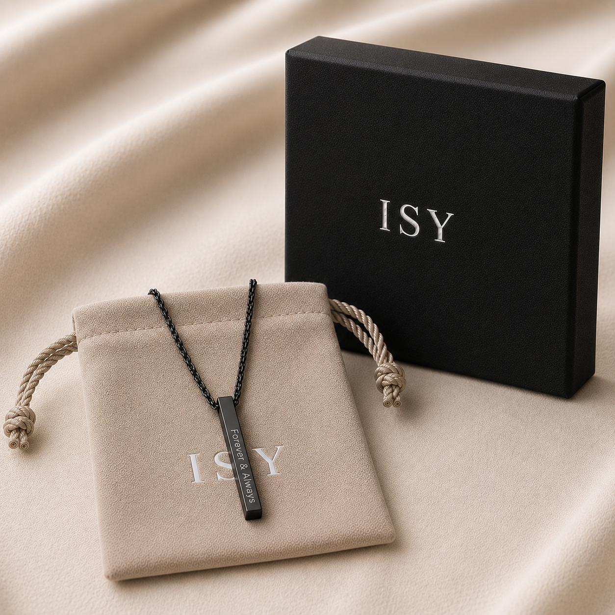 Personalised Men's Stainless Steel Bar Necklace, Custom Engraved Vertical Pendant