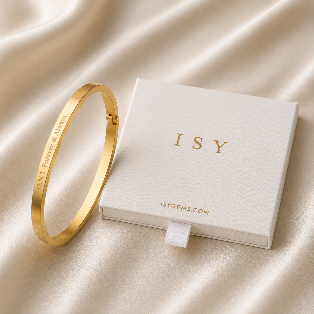 Personalised Stainless Steel 18K Gold Plated Engraved Bracelet for Women