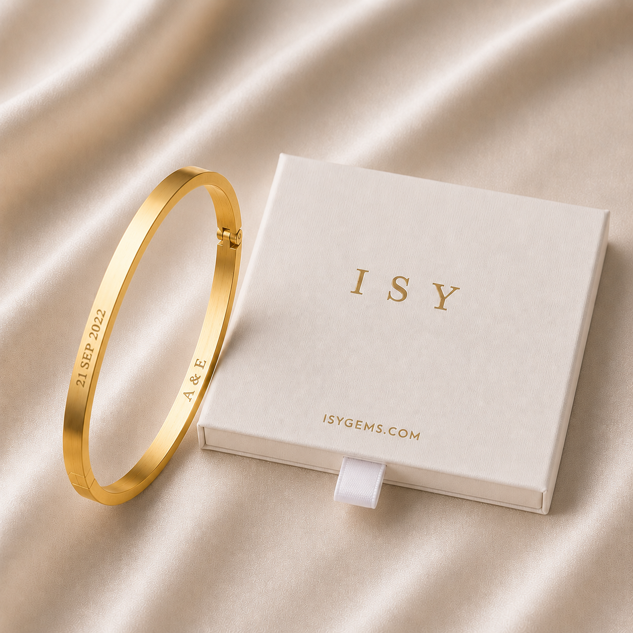 Personalised Stainless Steel 18K Gold Plated Engraved Bracelet for Women