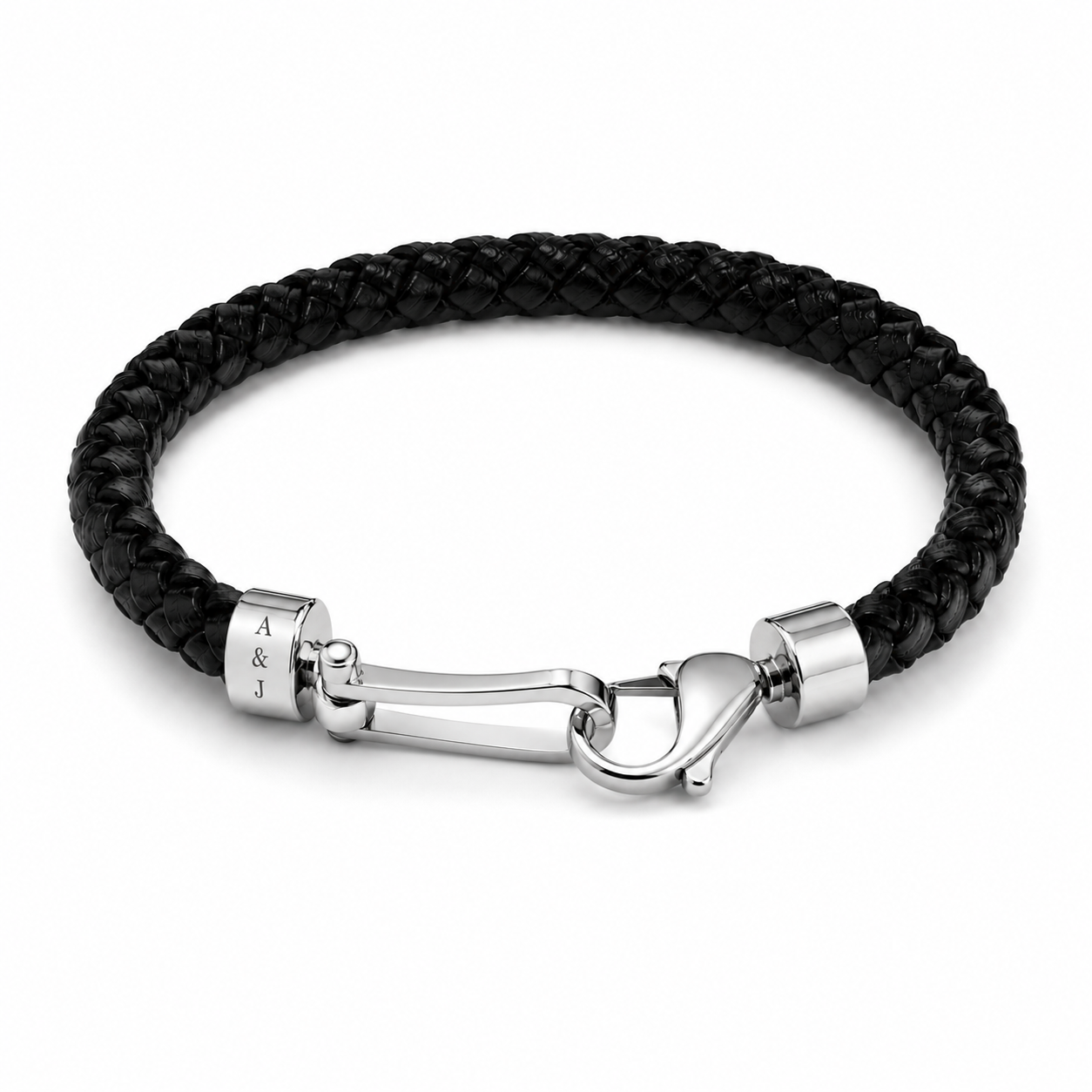 Personalised Men's Braided Premium Vegan Leather bracelet with Engraved Stainless Steel Clasp
