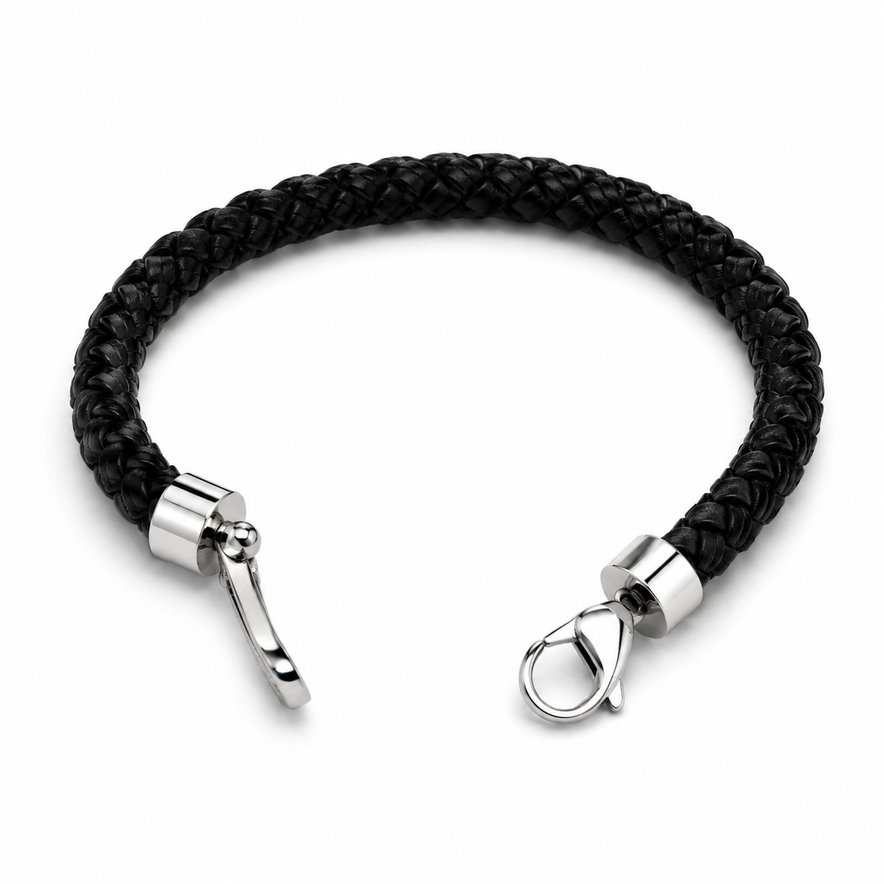 Personalised Men's Braided Premium Vegan Leather bracelet with Engraved Stainless Steel Clasp