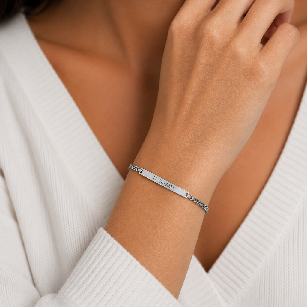 Personalised Couple Bracelet Set Matching Engraved Bracelets for Him & Her Stainless Steel Gift