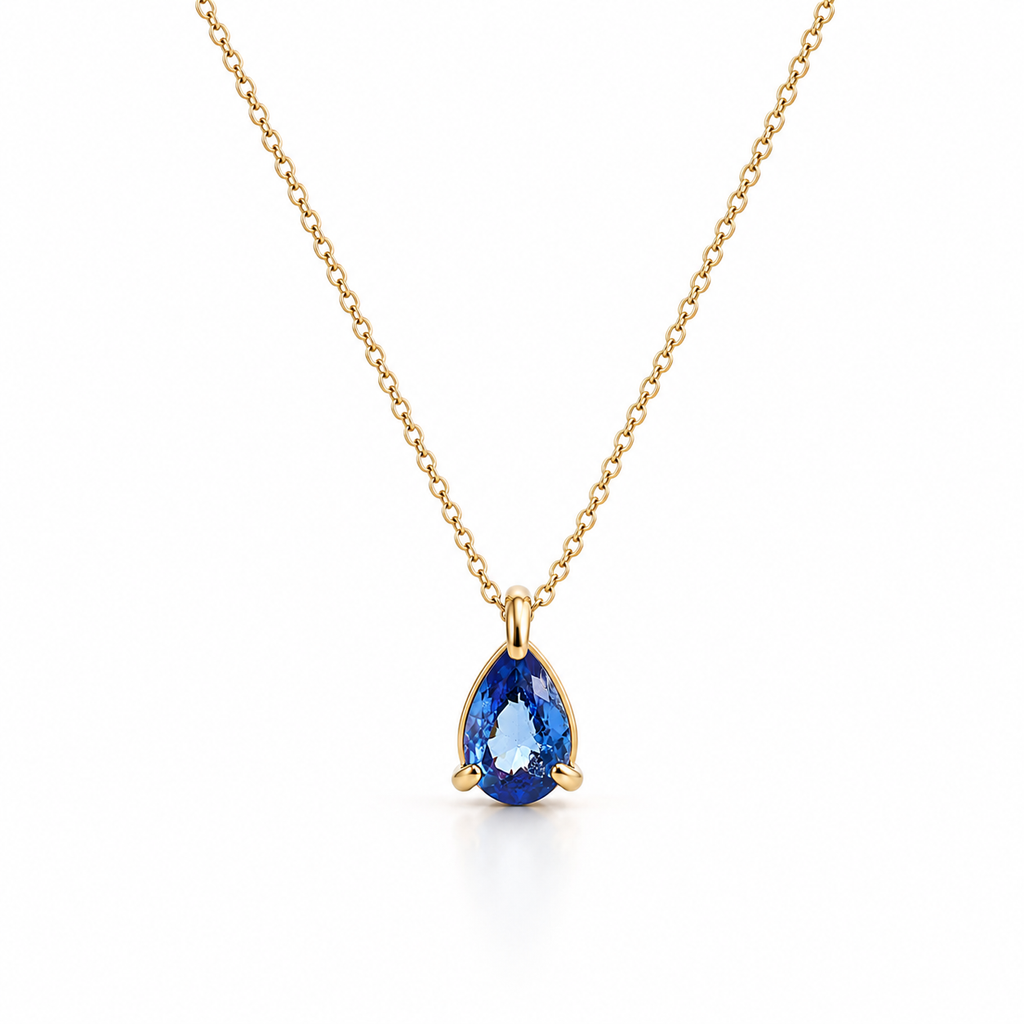 Personalised Birthstone Necklace – 18K Gold Plated Teardrop Pendant