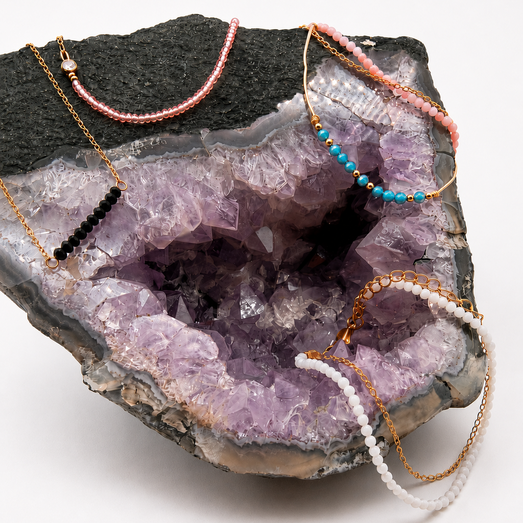 Natural Crystal Bracelet Collection 18K Gold Plated Handmade Gemstone Bracelet