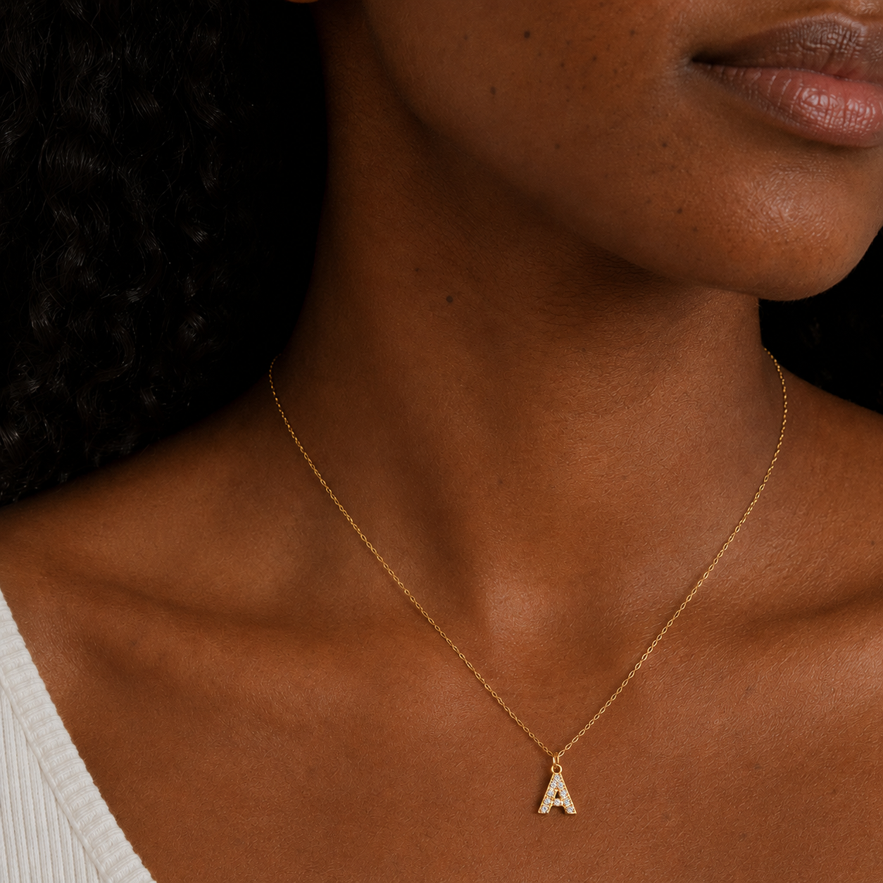 18K Gold Plated Zirconia Alphabet Letter Initial Pendant