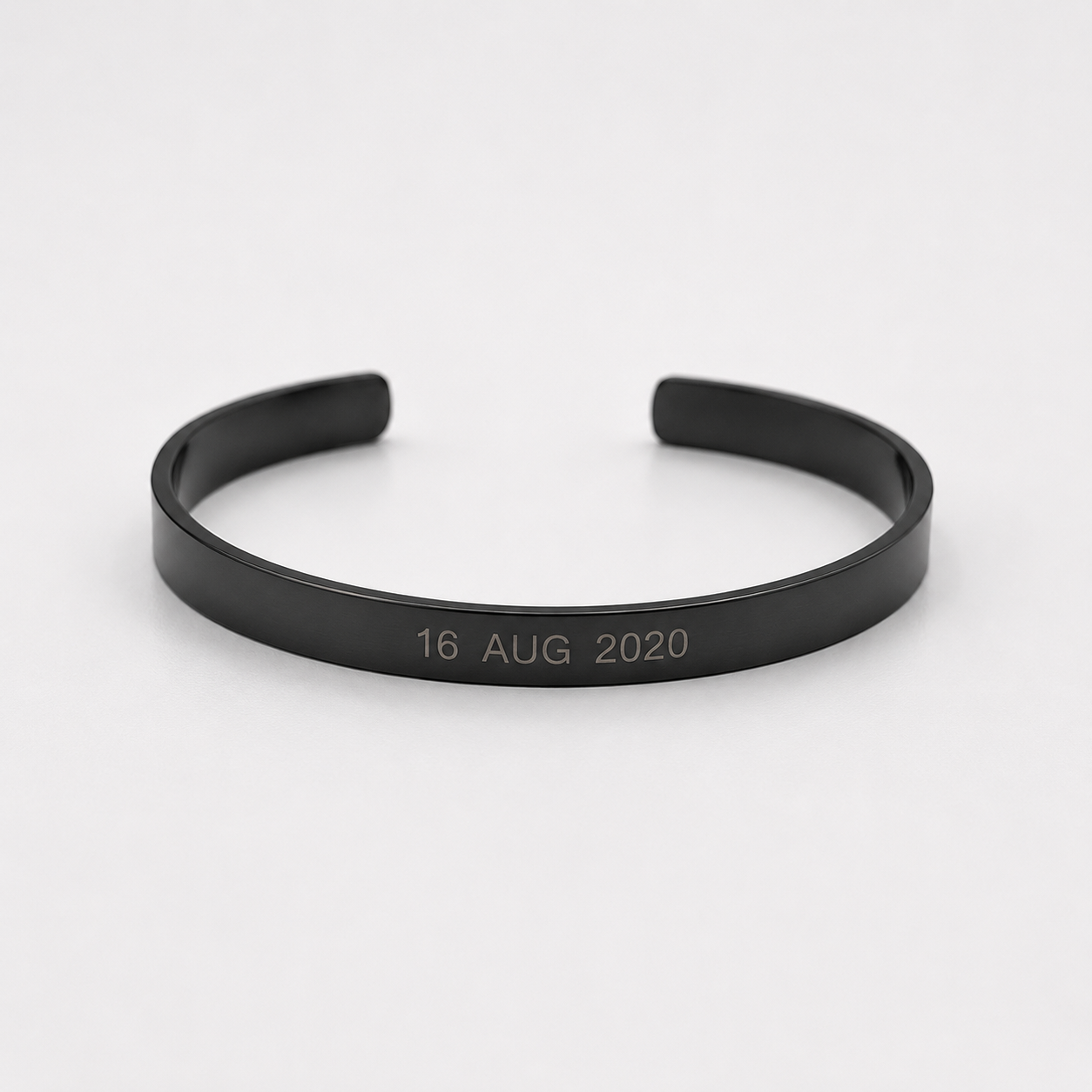 Personalised Black Adjustable Stainless Steel Engraved Cuff Bracelet for Men