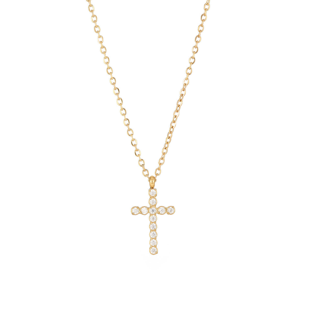 18k gold coated gem stone cross shaped necklace