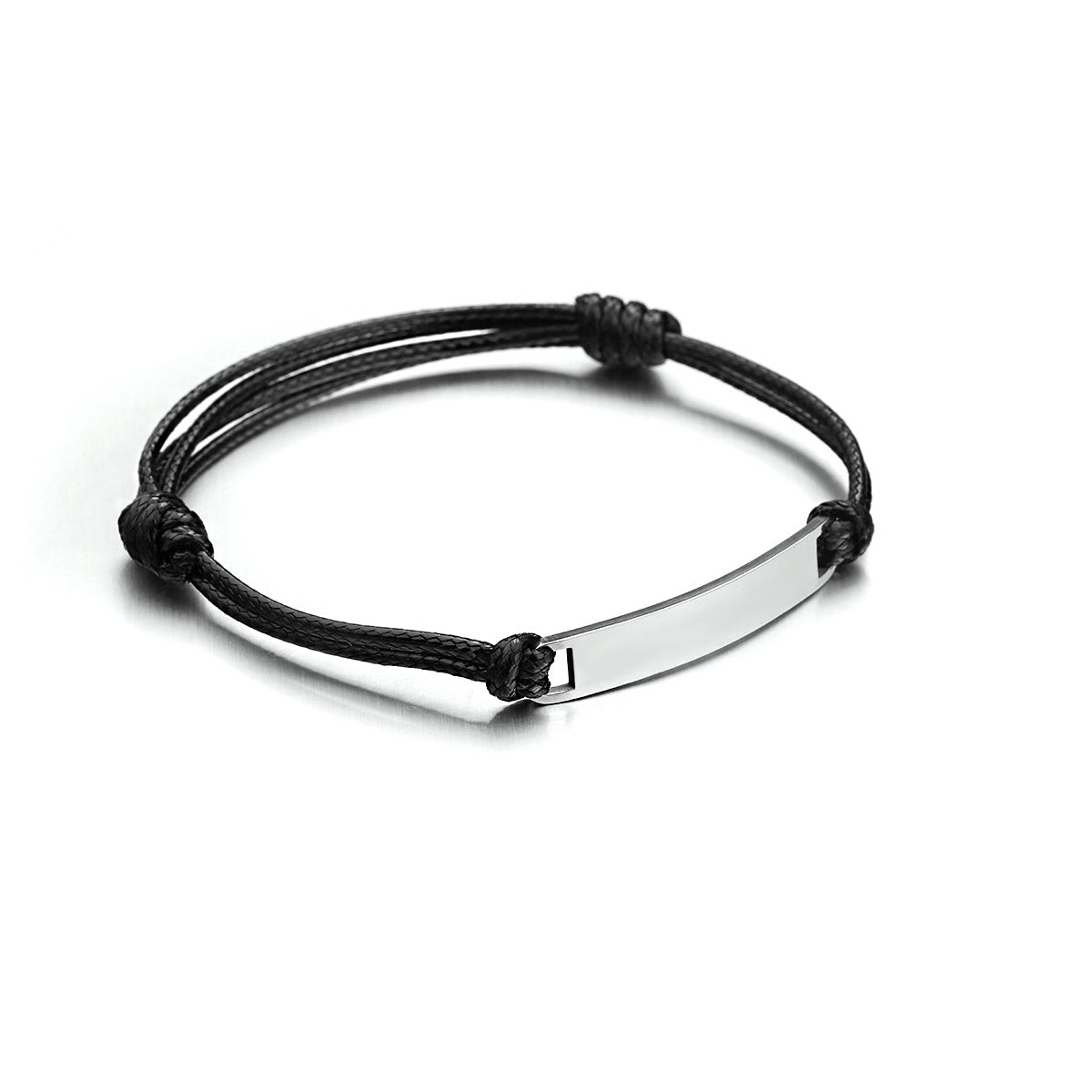 Personalised Cord Adjustable Stainless Steel Engraved Cuff Bracelet for Men