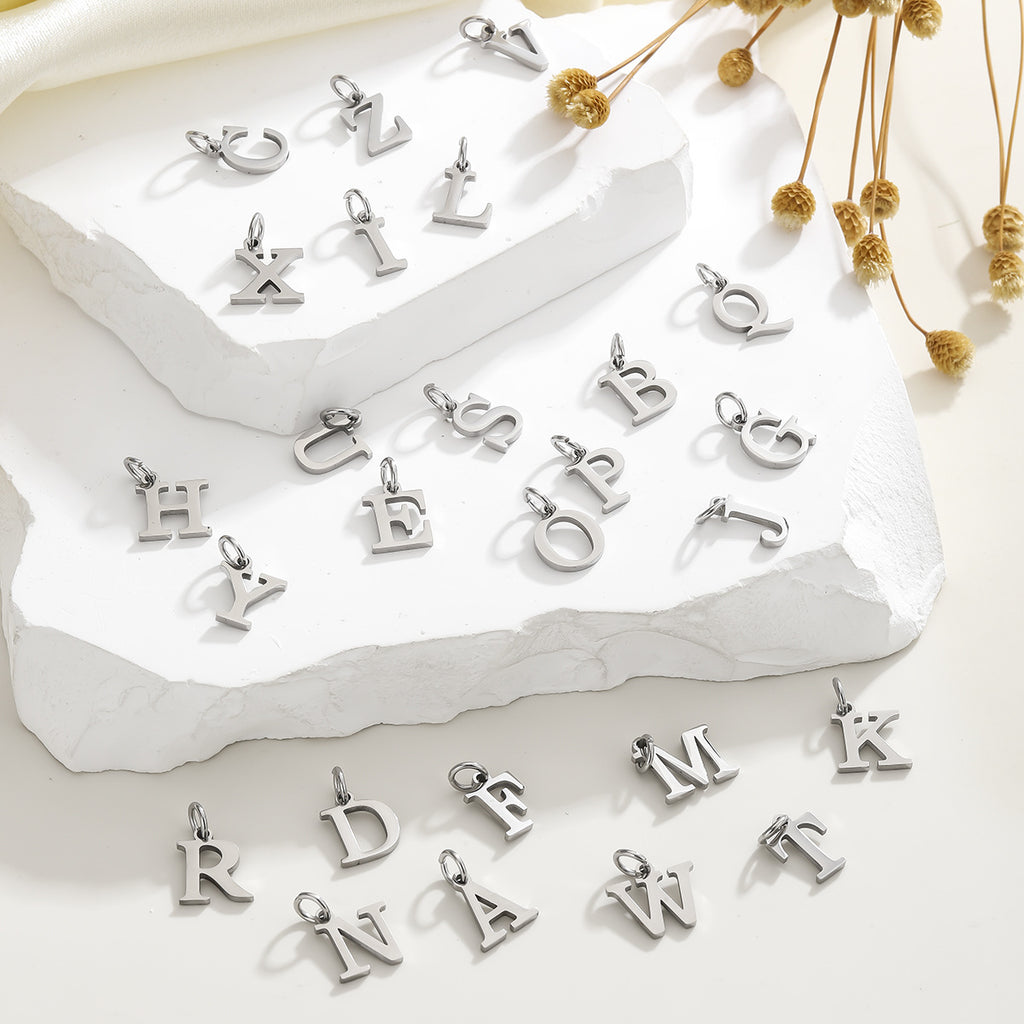 Silver Alphabet Letter Initial Pendant