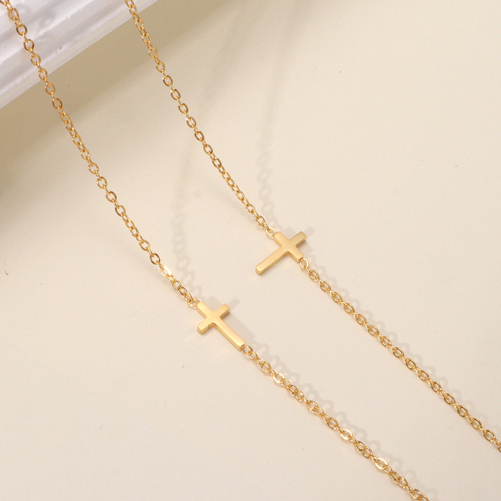 2 styles 18k gold coated cross shaped necklace