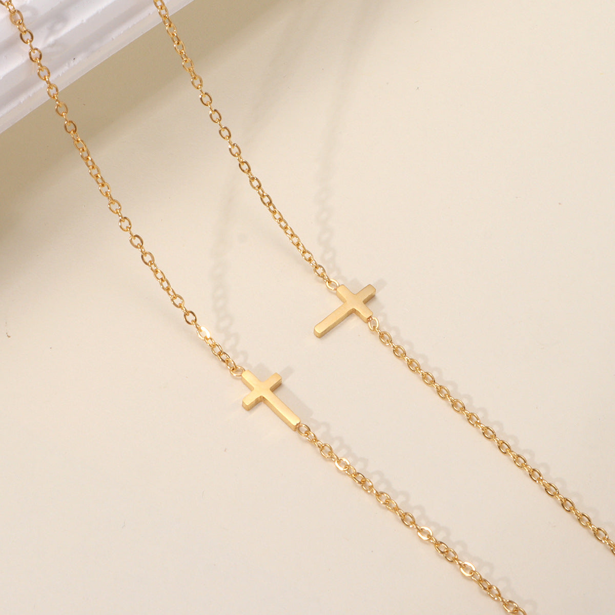 2 styles 18k gold coated cross shaped necklace