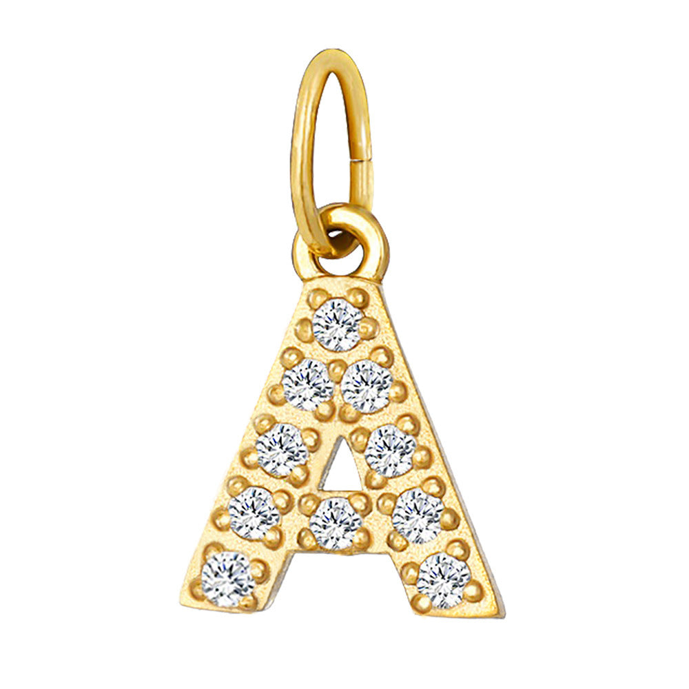 18K Gold Plated Zirconia Alphabet Letter Initial Pendant