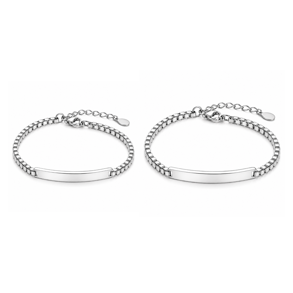 Personalised Couple Bracelet Set Matching Engraved Bracelets for Him & Her Stainless Steel Gift