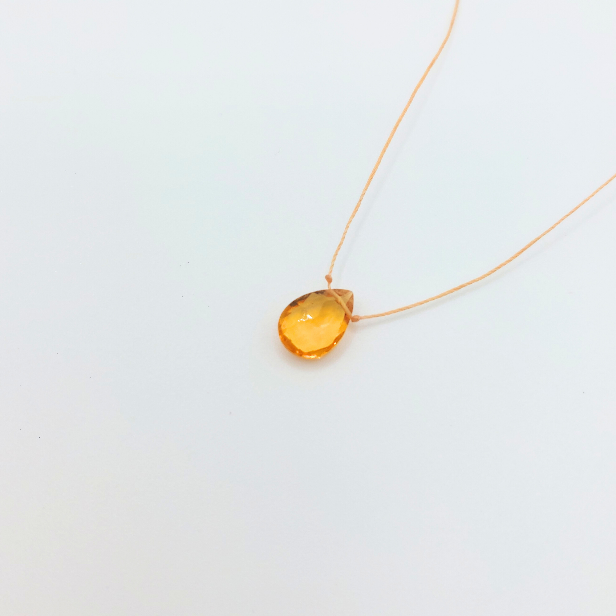 Minimal Yellow Citrine Pendant Necklace-Persistent