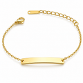 Personalised 18K Gold Plated Stainless Steel Engraved Chain&Bar Bracelet for Women