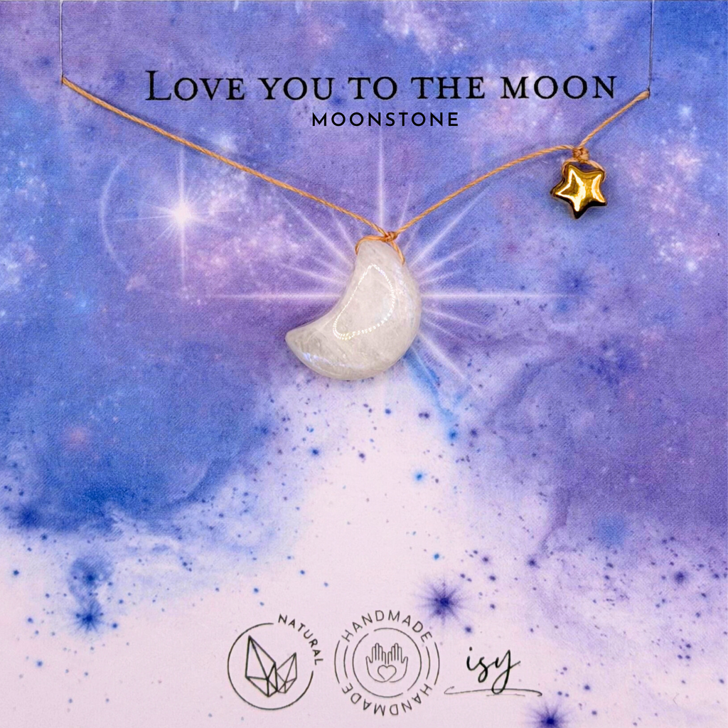 Moon Stone and Star Pendant Necklace – Love you to the Moon